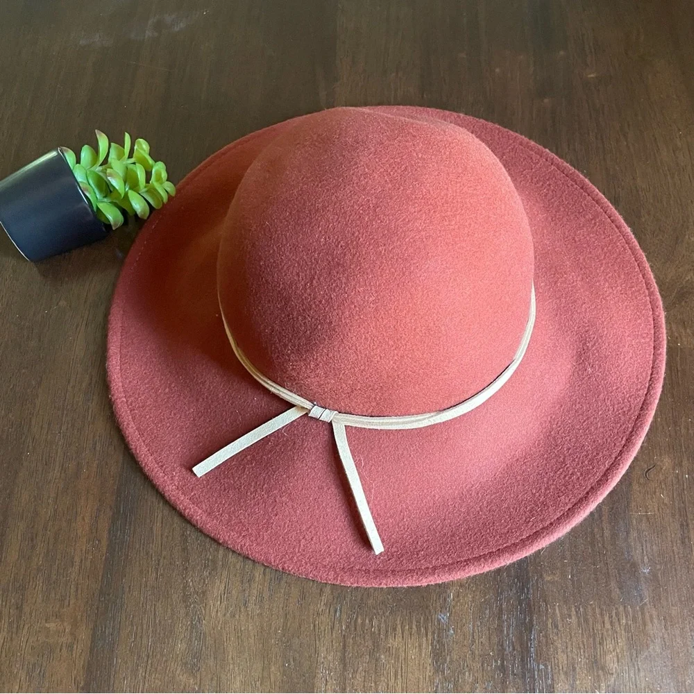 JANIE AND JACK Wool Felt Rust Wide Brim Hat 4-5 Yrs NWT